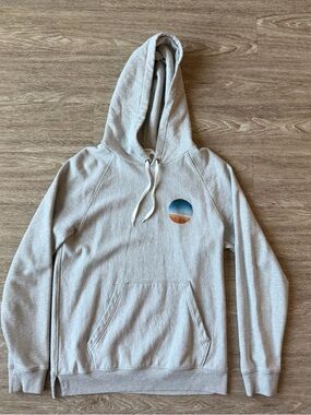 Frame Denim Light Gray Hoodie with Sunset Circle Graphic